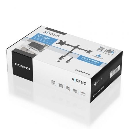 Soporte de Mesa para 2 Monitores Aisens DT32TSR-279/ Giratorio/ Inclinable/ hasta 10kg