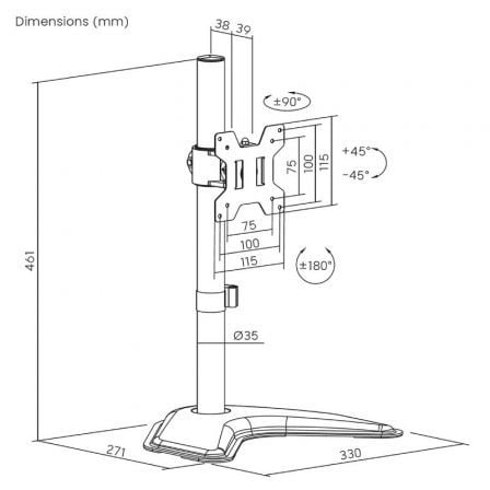 Soporte de Sobremesa para Monitor Aisens DT32TSR-283/ Giratorio/ Inclinable/ hasta 10kg
