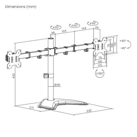 Soporte de Sobremesa para 2 Monitores Aisens DT32TSR-285/ Giratorio/ Inclinable/ hasta 10kg