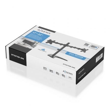 Soporte de Sobremesa para 2 Monitores Aisens DT32TSR-285/ Giratorio/ Inclinable/ hasta 10kg