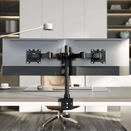Soporte de Mesa para 2 Monitores Aisens DT35TSR-359/ Giratorio/ Inclinable/  hasta 20kg