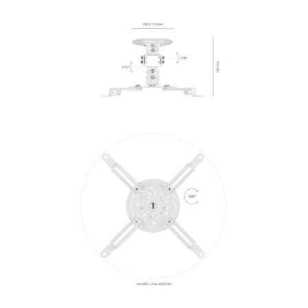 Soporte de Techo/ Pared para Proyector Aisens CP03TSR-129/ Giratorio-Inclinable/ hasta 13.5kg