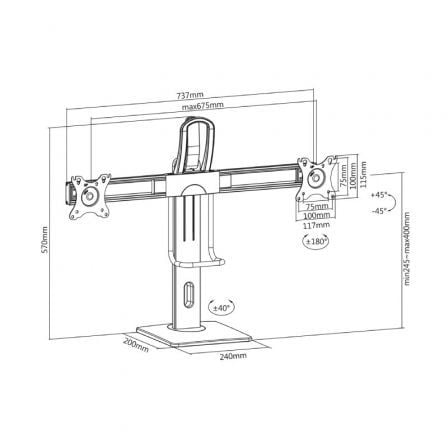 Soporte de Sobremesa con Contrapeso para 2 Monitores Aisens DT27TSR-065/ Giratorio/ Inclinable/ hasta 6kg