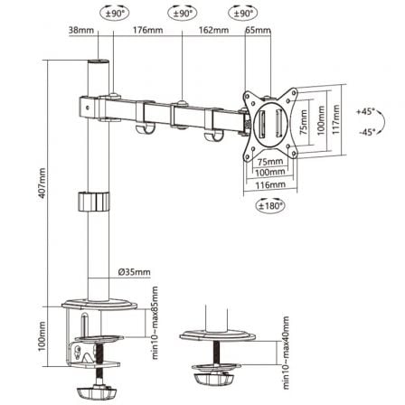 Soporte de Mesa para Monitor y TV Aisens DT32TSR-147/ Giratorio/ Inclinable/ hasta 9kg