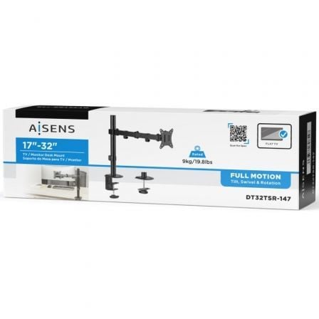 Soporte de Mesa para Monitor y TV Aisens DT32TSR-147/ Giratorio/ Inclinable/ hasta 9kg