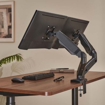 Soporte de Mesa con Contrapeso para 2 Monitores o TV Aisens DT32TSR-221/Giratorio/ Inclinable/ hasta 9kg