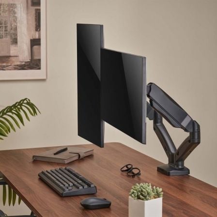 Soporte de Mesa con Contrapeso para 2 Monitores o TV Aisens DT32TSR-221/Giratorio/ Inclinable/ hasta 9kg