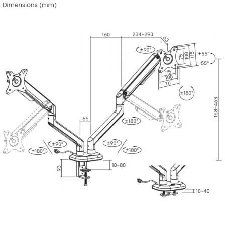 Soporte Gaming para 2 Monitores Aisens DT32TSR-297/ hasta 9kg/ con Iluminación RGB