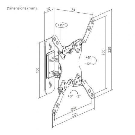 Soporte de Pared Giratorio/ Inclinable/ Nivelable Aisens WT42TSL-273 para Monitores y TV de 13-42"/ hasta 20kg