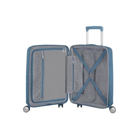 Maleta de Cabina American Tourister SoundBox Spinner 55cm/ 55x40x20cm/ 4 Ruedas/ Azul Piedra