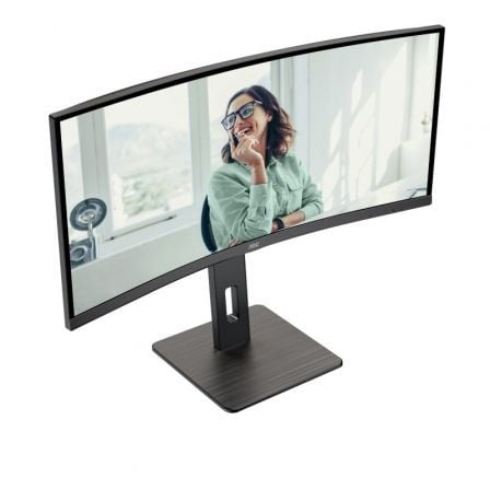 Monitor Profesional Curvo AOC CU34P3CV 34"/ WQHD/ Multimedia/ Regulable en altura/ Negro