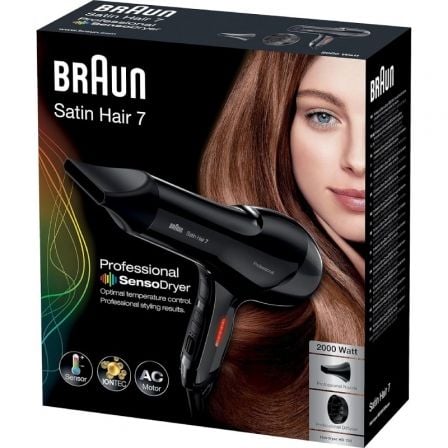 Secador Braun Satin Hair 7 Professional SensoDryer HD785/ 2000W/ Iónico/ Negro