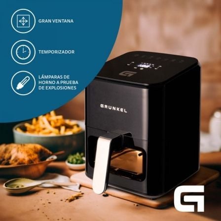Freidora por Aire Airfryer / Sin Aceite Grunkel Black Easy Fryer/ 1200W/ Capacidad 4L