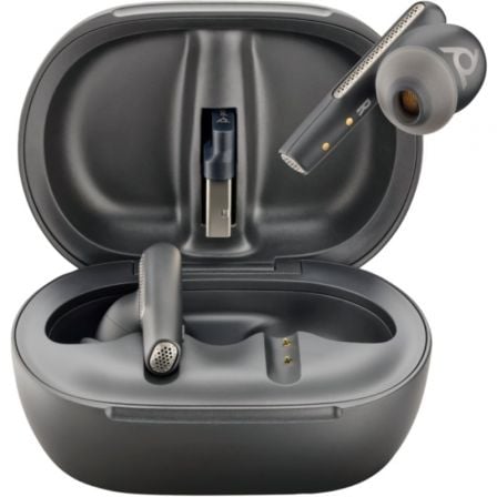 Auriculares Bluetooth Poly Voyager Free 60+ UC M con estuche de carga + Adaptador BT700/ Autonomía 10h/ Negros