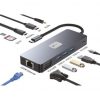 Docking USB Tipo-C Leotec LEDS03/ 3xUSB/ 1xUSB Tipo-C PD/ 1xHDMI 4K/ 1 xDisplayPort/ 1xVGA/ 1xAudio/ 1xRJ45/ 1xLector Tarjetas SD y MicroSD/ Gris