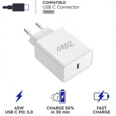 Cargador de Pared Myway MWACC0018/ 1xUSB Tipo-C/ 45W