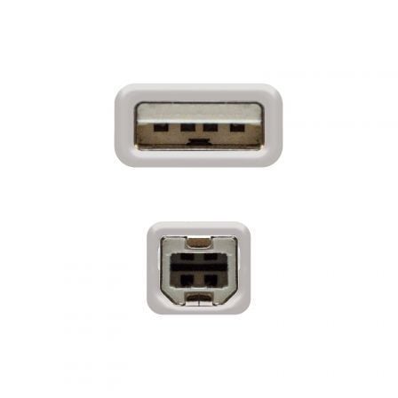 Cable USB 2.0 Impresora Nanocable 10.01.0102/ USB Tipo-B Macho - USB Macho/ 1m/ Beige