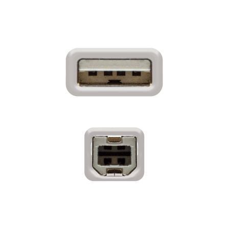Cable USB 2.0 Impresora Nanocable 10.01.0104/ USB Tipo-B Macho - USB Macho/ 3m/ Beige