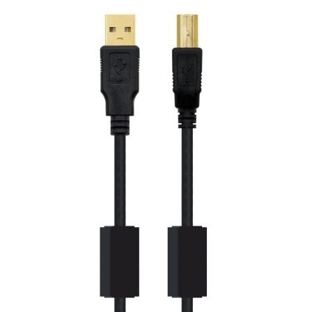 Cable USB 2.0 Impresora Nanocable 10.01.1205/ USB Tipo-B Macho - USB Macho/ 5m/ Negro