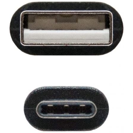 Cable USB 2.0 Tipo-C Nanocable 10.01.2100/ USB Tipo-C Macho - USB Macho/ 50cm/ Negro