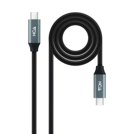 Cable USB 3.2 Tipo-C Nanocable 10.01.4301-L150/ USB Tipo-C Macho - USB Tipo-C Macho/ Hasta 100W/ 1.5m/ Gris y Negro