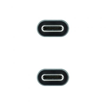 Cable USB 3.2 Tipo-C Nanocable 10.01.4301-L150/ USB Tipo-C Macho - USB Tipo-C Macho/ Hasta 100W/ 1.5m/ Gris y Negro