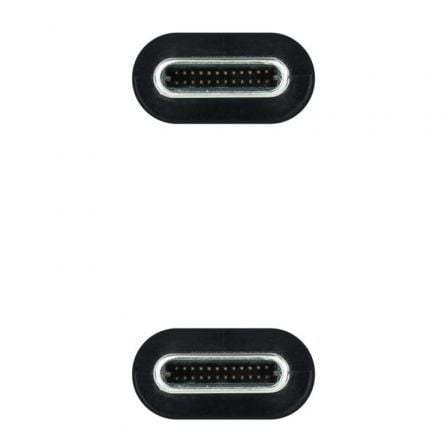 Cable USB 3.2 Tipo-C Nanocable 10.01.4302-COMB/ USB Tipo-C Macho - USB Tipo-C Macho/ Hasta 100W/ 2m/ Gris y Negro
