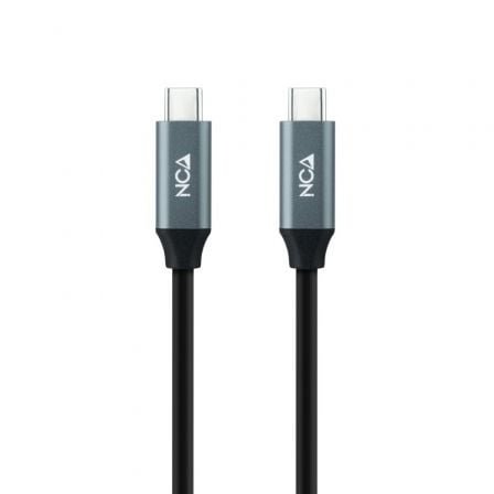 Cable USB 3.2 Nanocable 10.01.4302/ USB Tipo-C Macho - USB Tipo-C Macho/ Hasta 100W/ 2m/ Gris y Negro