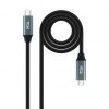 Cable USB 3.2 Nanocable 10.01.4302/ USB Tipo-C Macho - USB Tipo-C Macho/ Hasta 100W/ 2m/ Gris y Negro