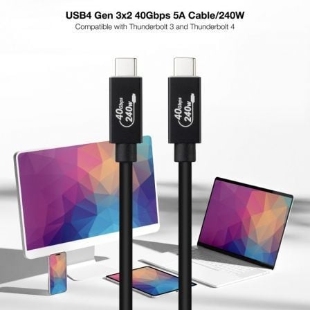 Cable USB 4.0 Nanocable 10.01.5002/ USB Tipo-C Macho - USB Tipo-C Macho/ Hasta 240W/ 40Gbps/ 1.8m/ Negro