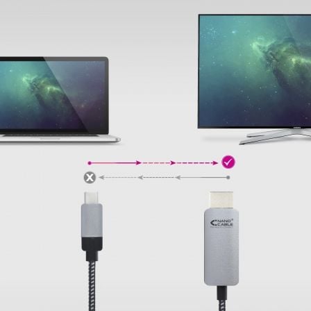 Cable Conversor Nanocable 10.15.5102/ USB Tipo-C Macho - HDMI Macho/ 1.8m/ Negro