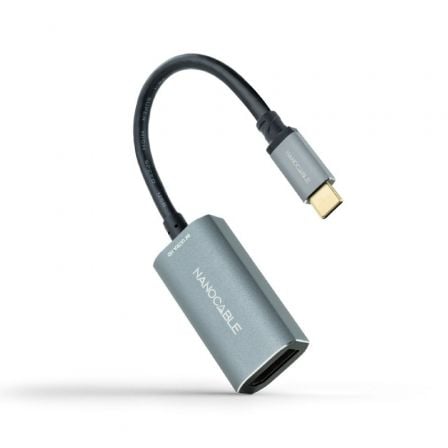 Cable Conversor Nanocable 10.16.4104-G/ USB Tipo-C Macho - DisplayPort Hembra/ 15cm/ Gris