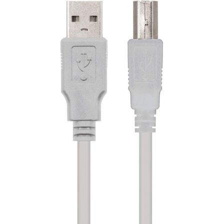 Cable USB 2.0 Impresora Nanocable 10.01.0103/ USB Tipo-B Macho - USB Macho/ 1.8m/ Beige