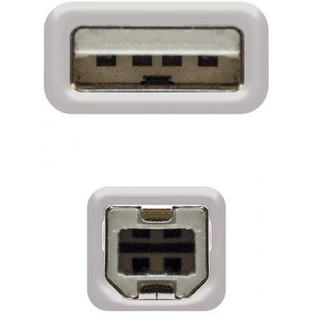 Cable USB 2.0 Impresora Nanocable 10.01.0103/ USB Tipo-B Macho - USB Macho/ 1.8m/ Beige