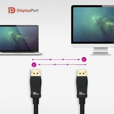 Cable DisplayPort 1.4 8K Nanocable 10.15.2501-L150/ DisplayPort Macho - DisplayPort Macho/ 1.5m/ Certificado/ Negro