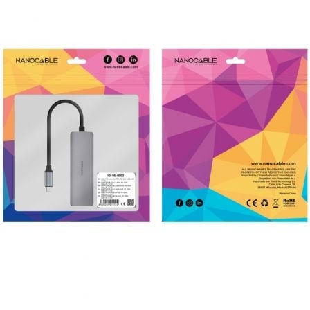 Hub USB Tipo-C 3.1 Nanocable 10.16.4603/ 1xUSB Tipo-C PD/ 1xRJ45/ Gris