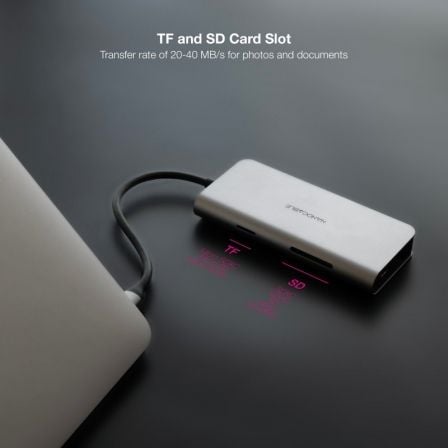 Docking Tipo-C Nanocable 10.16.4609/ 3xUSB/ 1xHDMI 4K/ 1xRJ45/ 1xLector tarjetas/ 1xUSB Tipo-C PD/ Gris
