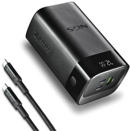 Powerbank 20000mAh NGS TWIX20/ 65W/ Compatible con Portátiles/ Negra