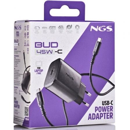 Cargador de Pared GaN NGS Bud 45W/ 1xUSB Tipo-C/ 45W
