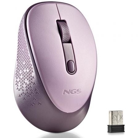 Ratón Inalámbrico NGS Dew Lilac/ Hasta 1600 DPI/ Lila