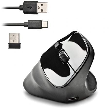 Ratón Vertical Inalámbrico NGS EVO Moksha/ Batería recargable/ Hasta 2400 DPI