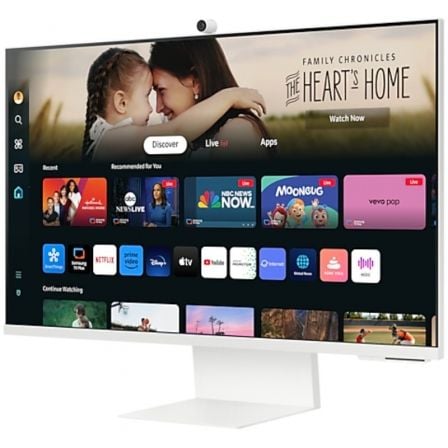 Smart Monitor Samsung M8 S32DM801UU 32"/ 4K/ Multimedia/ Regulable en altura/ Smart TV/ Webcam/ Blanco