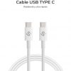 Cable USB 2.0 Tipo-C Subblim Cable Plus/ USB Tipo-C Macho - USB Tipo-C Macho/ Hasta 100W/ 480Mbps/ 1m/ Blanco
