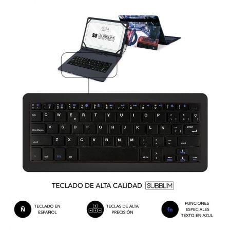 Funda con Teclado Subblim Keytab Pro USB England para Tablets de 10.1"-11"