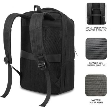 Mochila Subblim Business V2 AP Backpack para Portátiles hasta 15.6"/ Puerto USB/ Negra