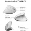 Ratón Vertical Inalámbrico por Bluetooth/ 2.4GHz Subblim Glide Vertical Ergo Dual Battery/ Batería Recargable/ Hasta 1600 DPI/ Blanco