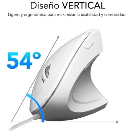 Ratón Vertical Subblim Glide Vertical Ergo Wired/ Hasta 1600 DPI/ Blanco