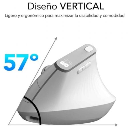 Ratón Vertical Inalámbrico por Bluetooth/ 2.4GHz Subblim Nature Vertical Ergo Dual Battery/ Batería Recargable/ Hasta 4000 DPI/ Blanco