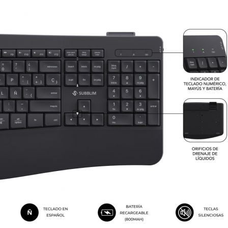 Teclado y Ratón Inalámbrico Subblim Combo Dual Office Prowave/ Negro