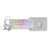 Pack Gaming Mars Gaming MCP124PROWES/ Teclado + Ratón Óptico + Auriculares + Alfombrilla/ Blanco